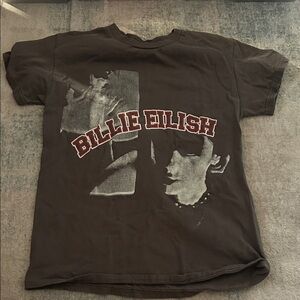 Billie Eilish Grey and White Graphic T-Shirt